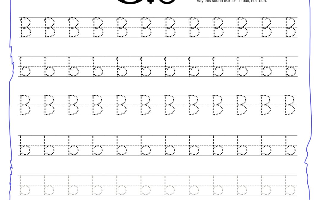 B alphabet writing sheet KG