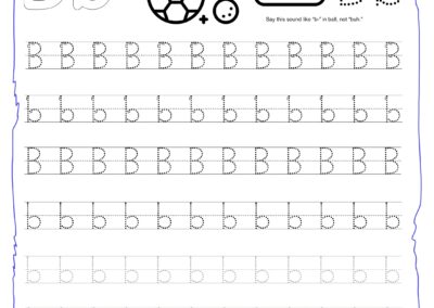 B alphabet writing sheet KG